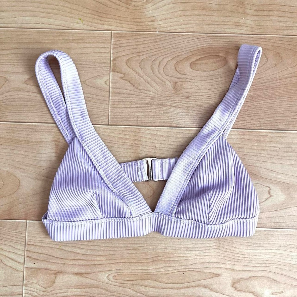 Hollister Lavender Purple Ribbed Triangle Bikini Top with Thick Straps